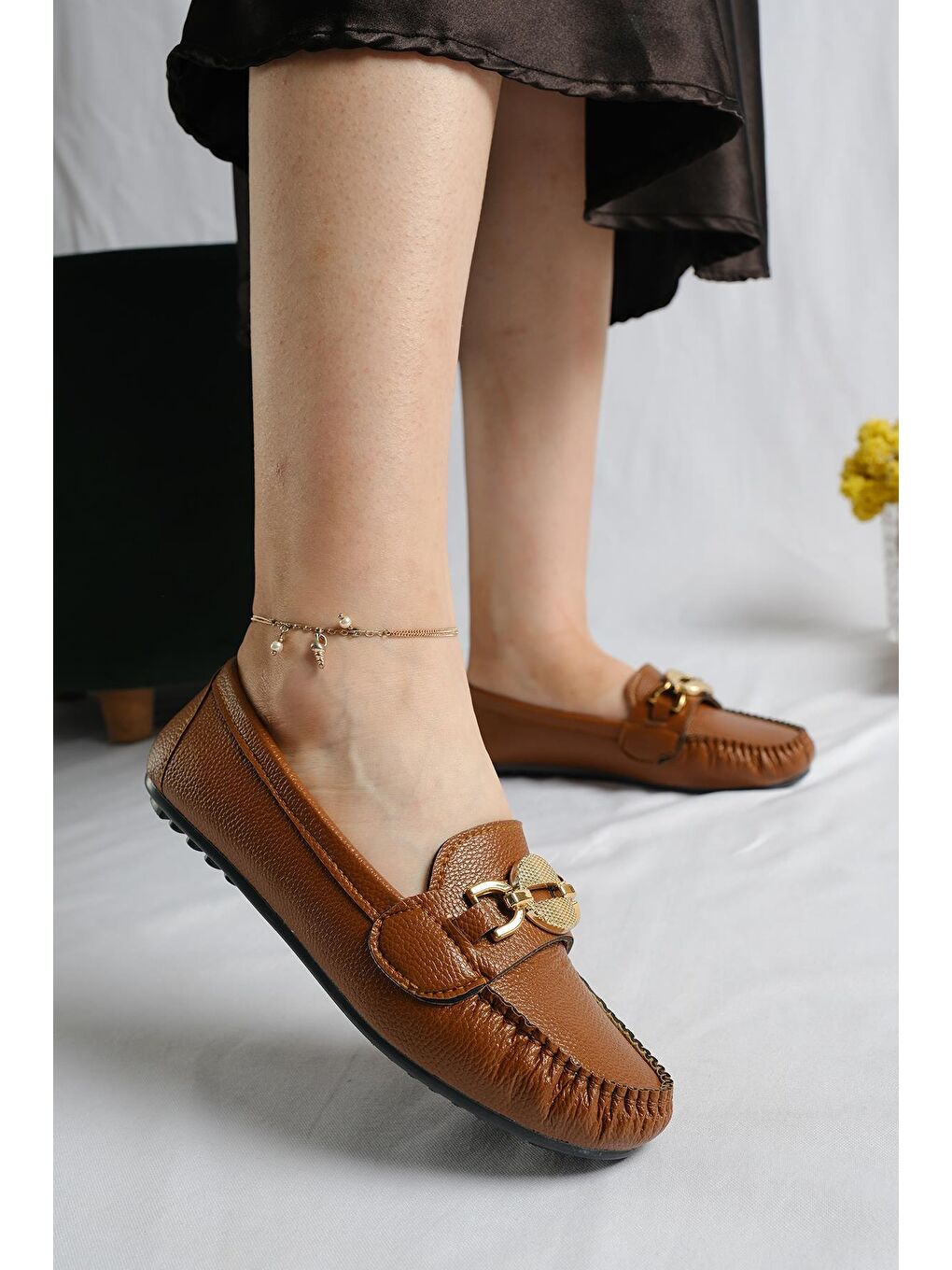 Kahverengi Milena Toka Detaylı Comfort Kadın Babet-3