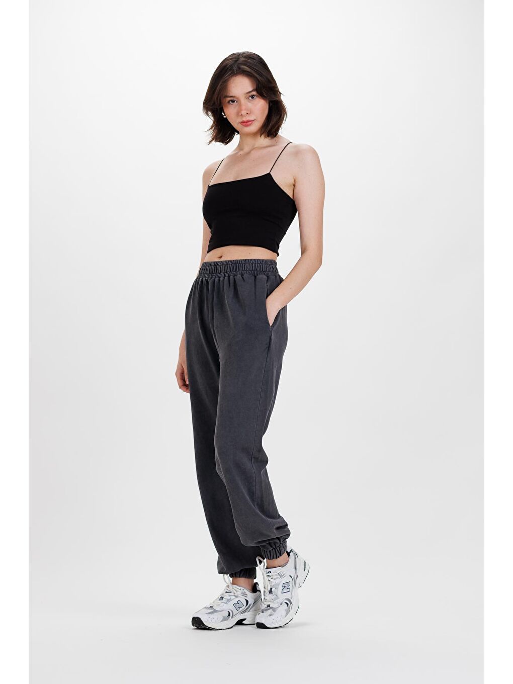 Ecrou Siyah Kadın Siyah Lastik Paça Jogger Ultra Soft Örme Pantolon - 1