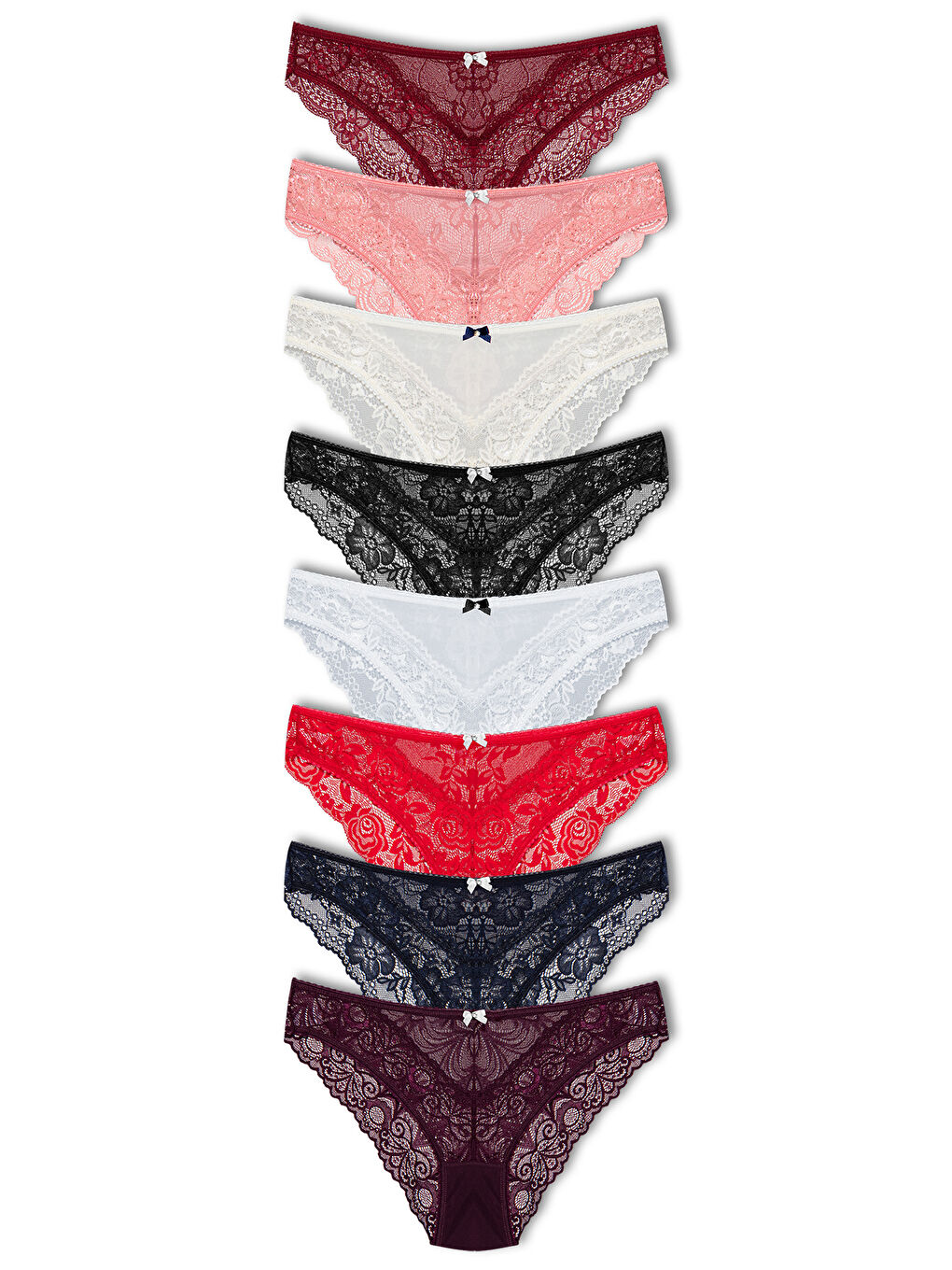 Karışık Dantelli Kadın Slip Külot 8'li