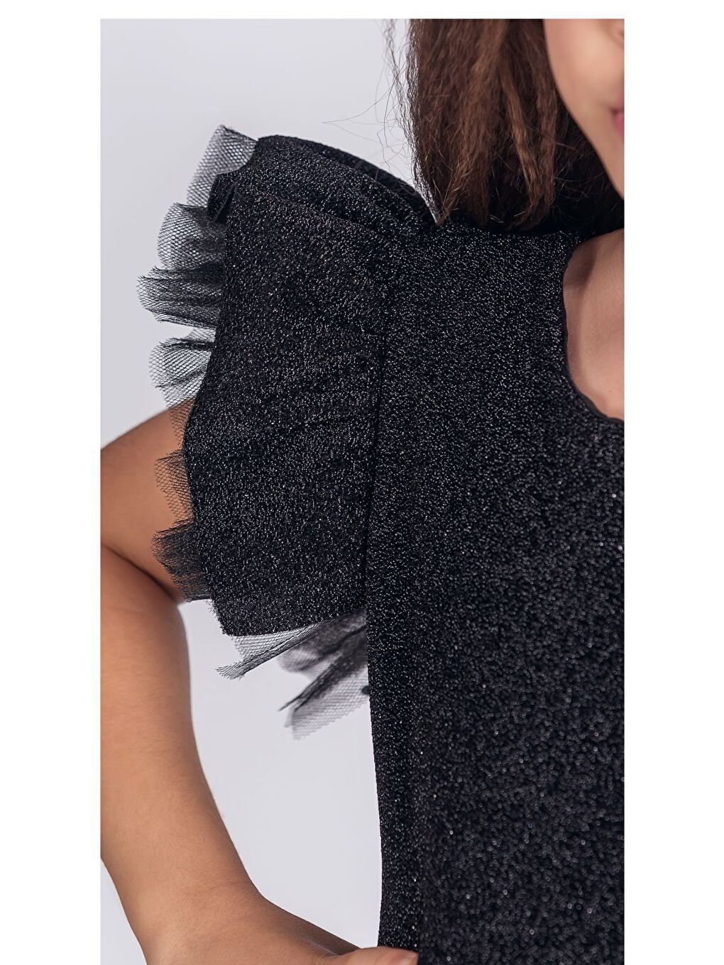 Siyah Simli Şanzelize Kız Çocuk Abiye Elbise M00669-8