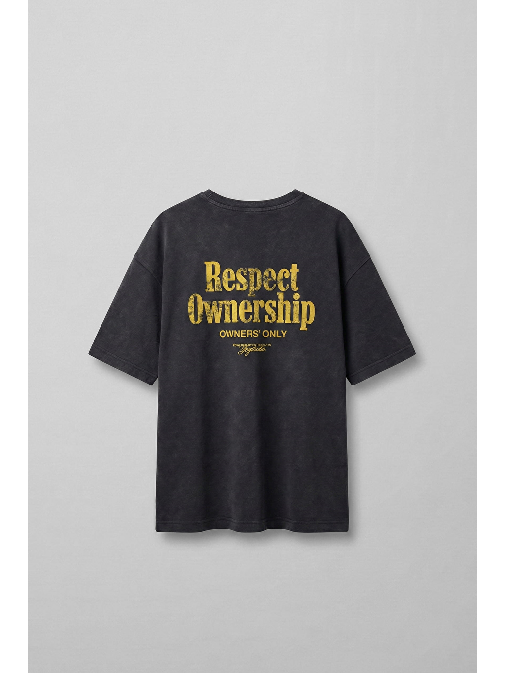 Erkek Oversize Yıkamalı Arkası Baskılı T-Shirt Siyah-1