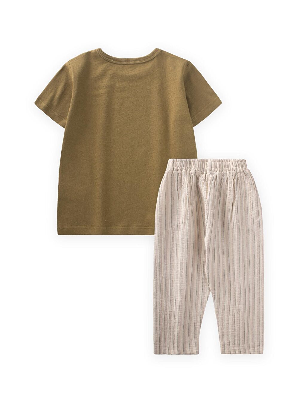 Yeşil Araba Baskılı T-Shırt Takım 2-8 Yaş Olive-1