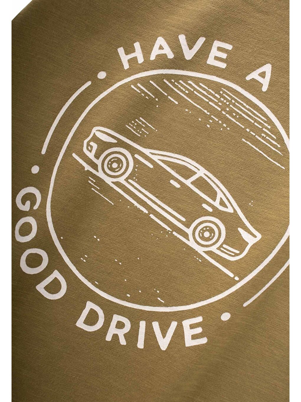 Yeşil Araba Baskılı T-Shırt Takım 2-8 Yaş Olive-2