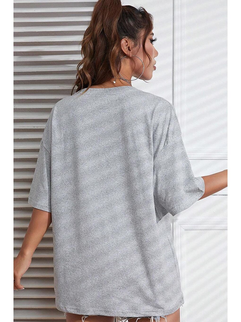 Gri Unisex The 1997 Travel Baskılı T-shirt-1