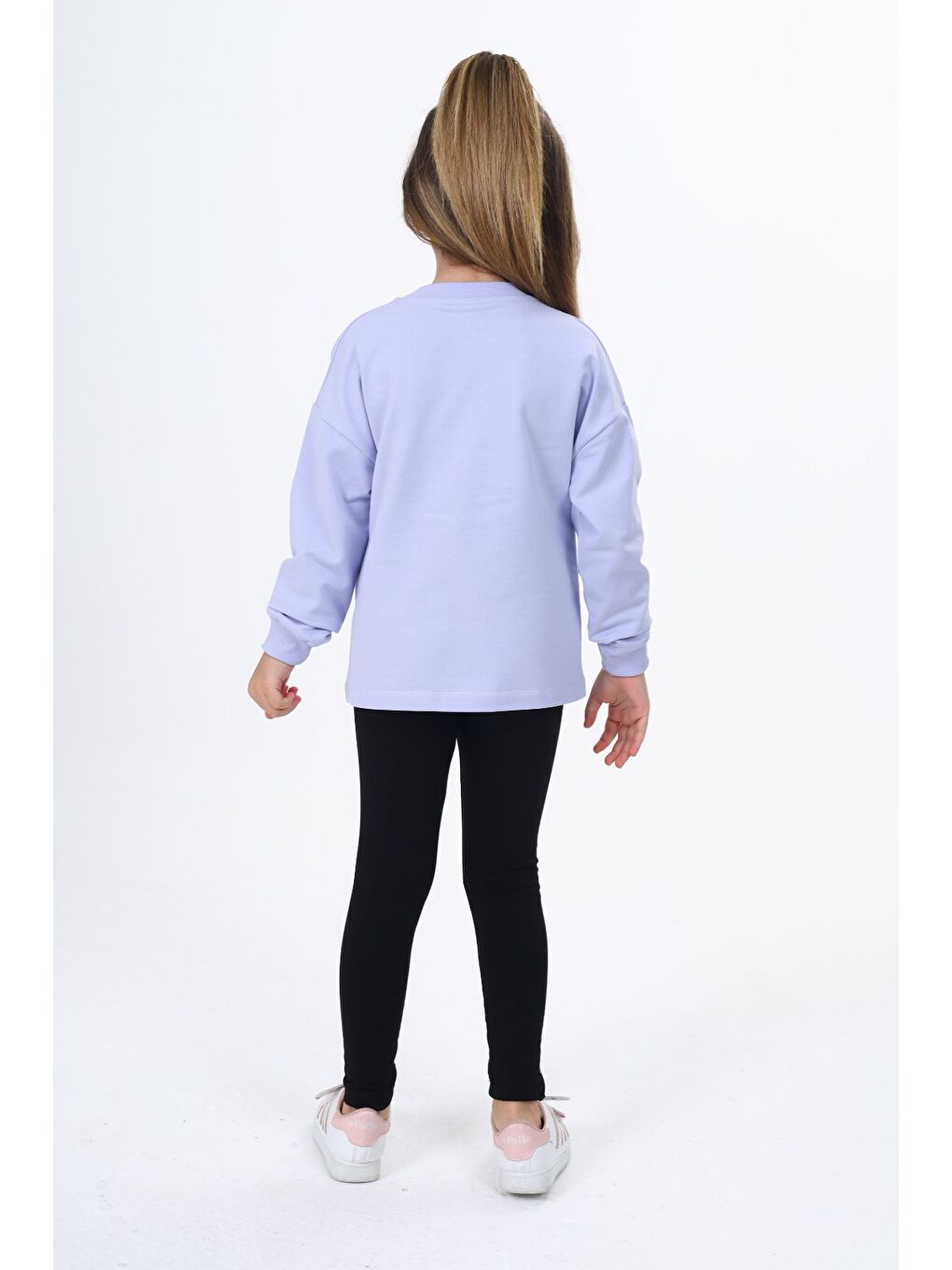 Lila Kız Çocuk Baskılı Taytlı Takım-2