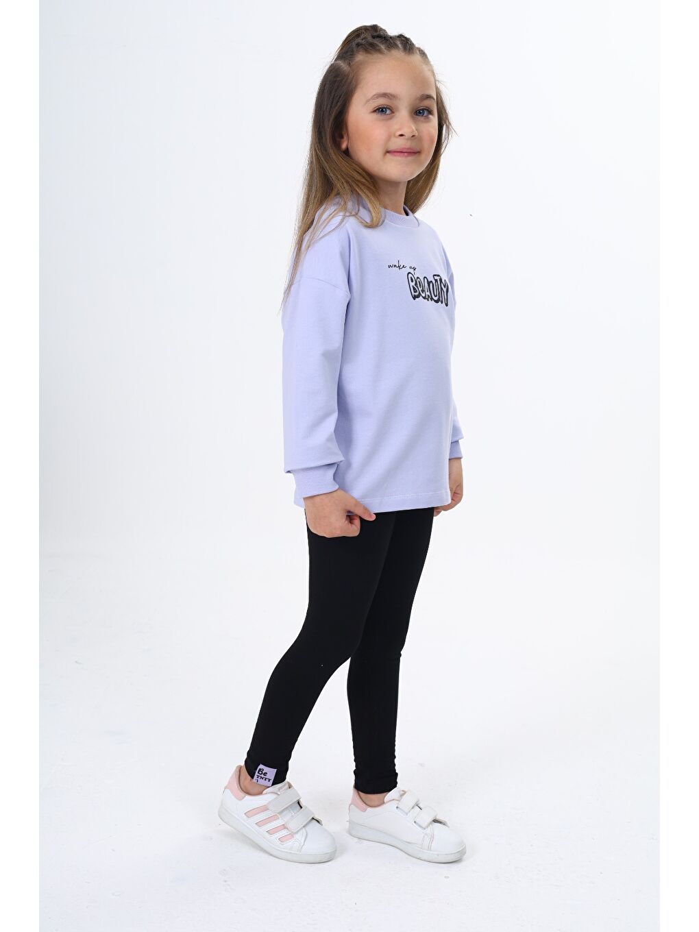 Lila Kız Çocuk Baskılı Taytlı Takım-3