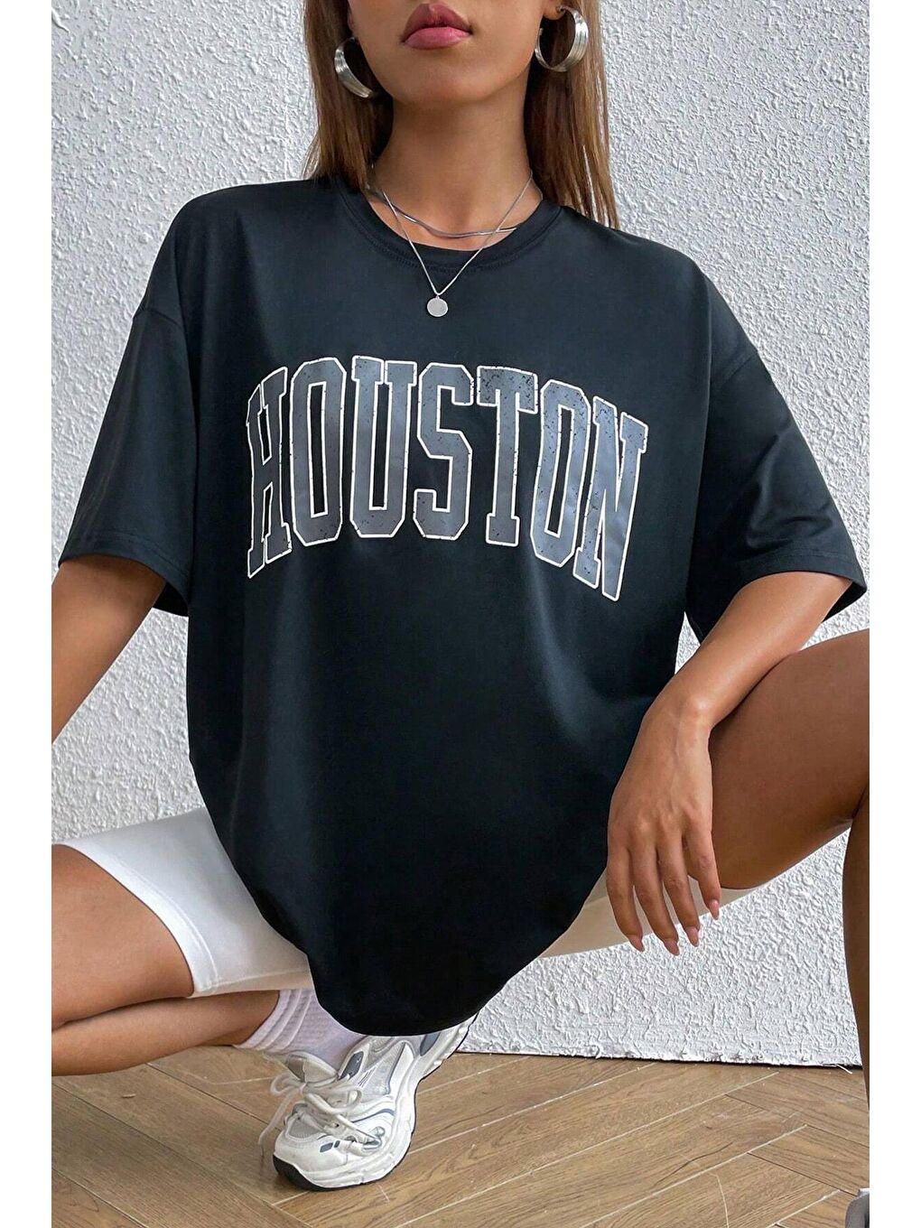 uyguntarz Siyah Unisex Houston Baskılı Tasarım Tshirt - 2