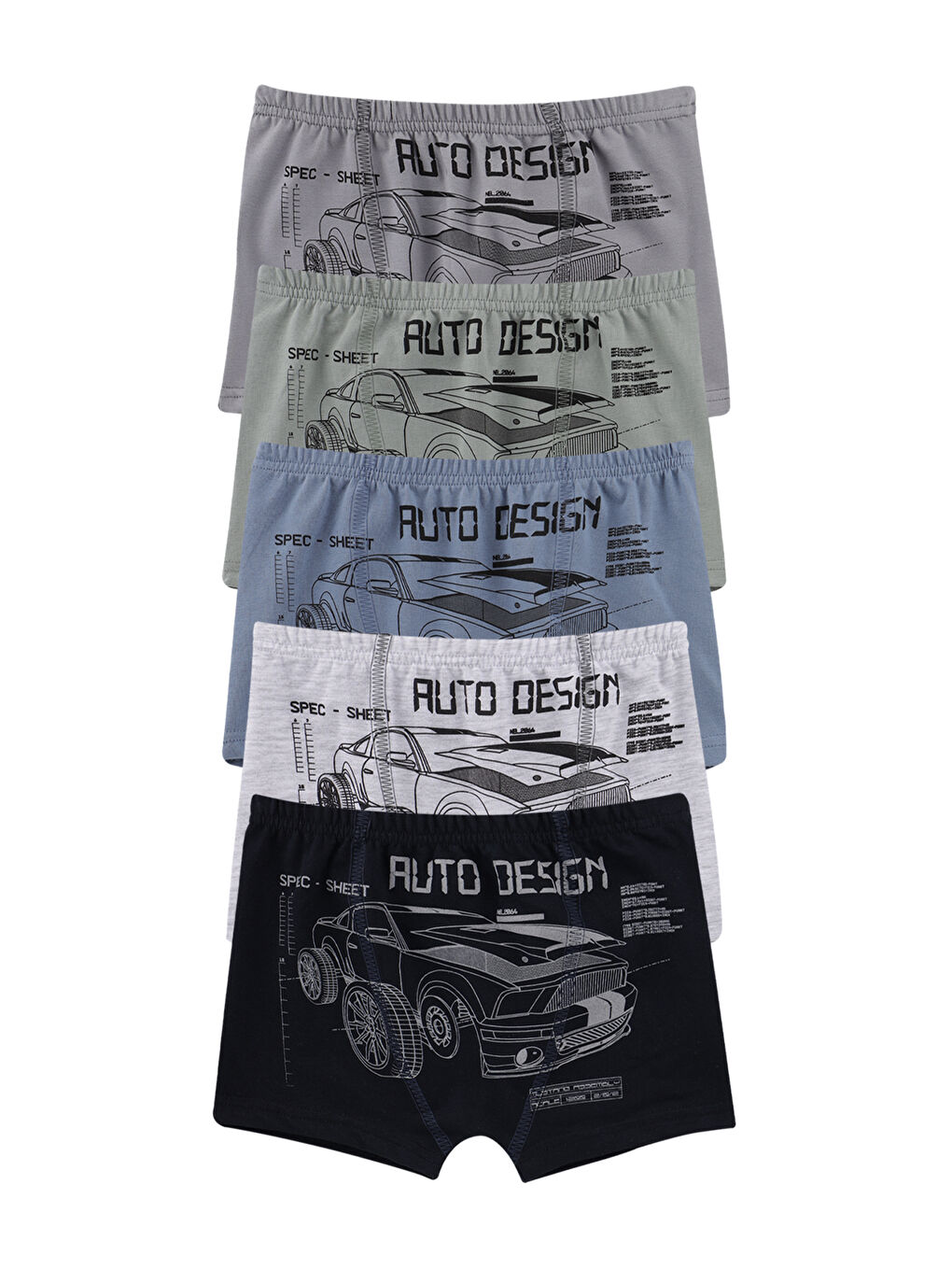 Haki Erkek Çocuk Lacivert Pamuklu Boxer 5'Li Paket