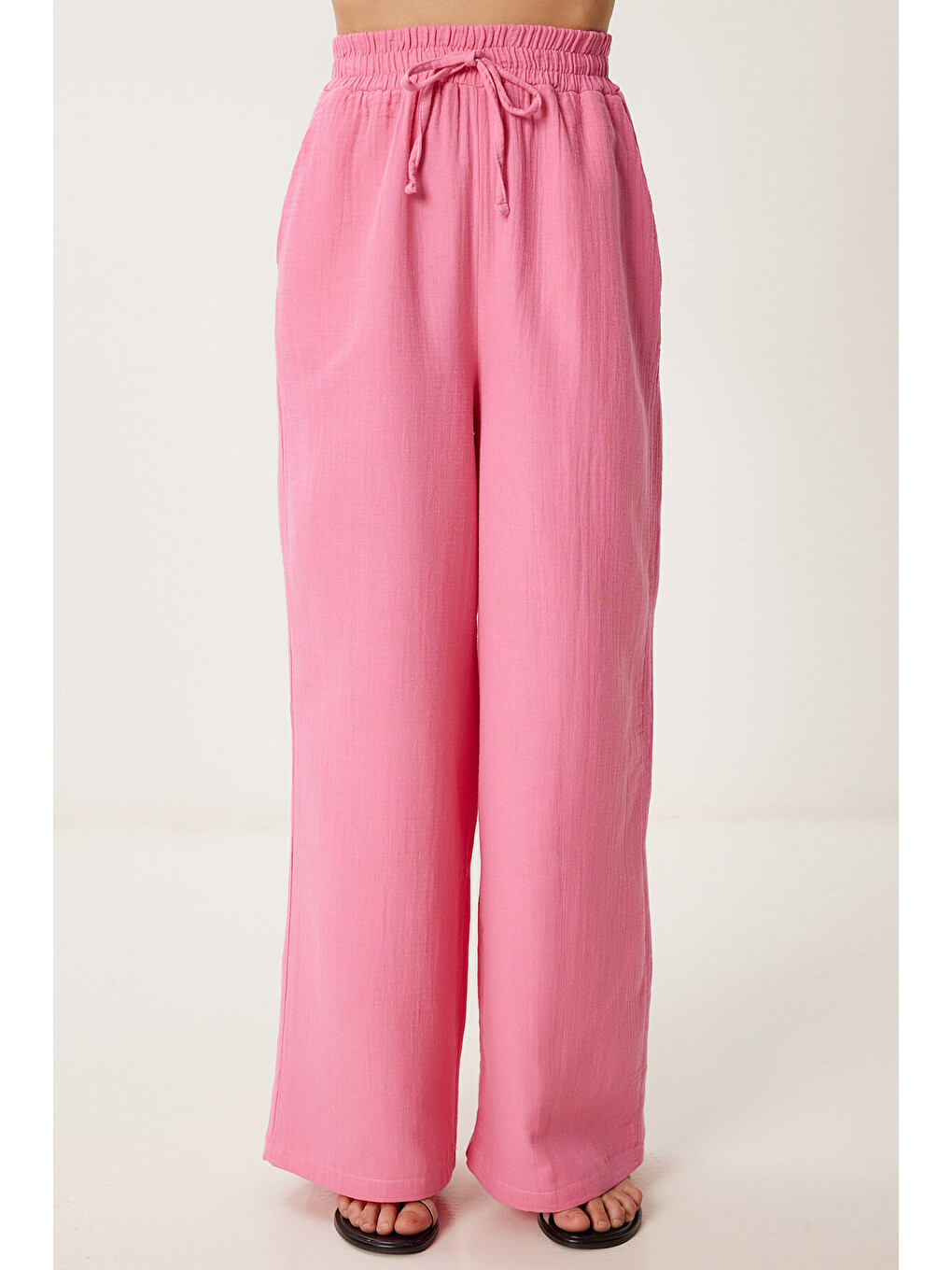 Müslin Palazzo Pantolon Pembe Lmx0008-2