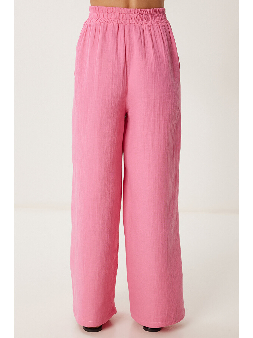 Müslin Palazzo Pantolon Pembe Lmx0008-4