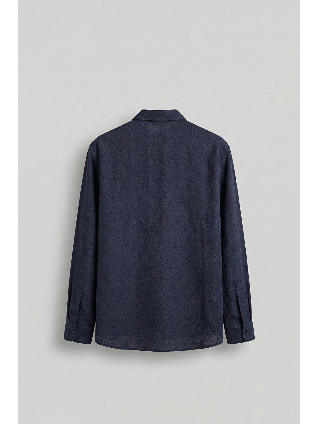 Erkek Oversize Jakarlı Desenli Uzun Kollu Gömlek Lacivert-1