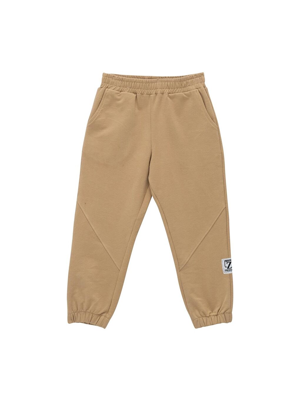 Erkek Çocuk Etiketli Eşofman Altı - Bej-2