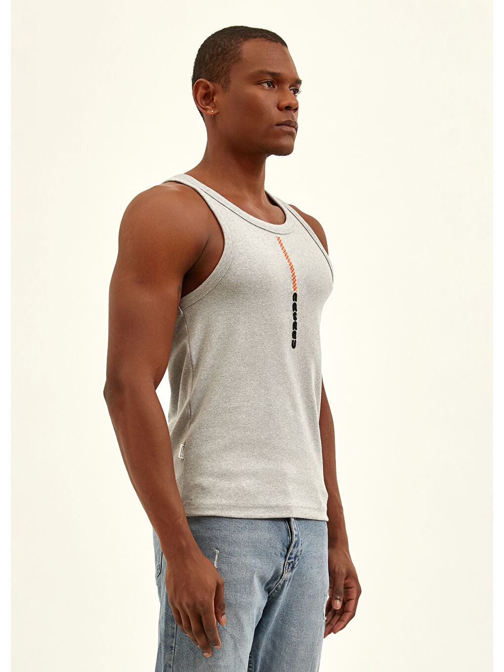 NSQ Aktif Esnek Kolsuz Tişört   Gri Krom-1