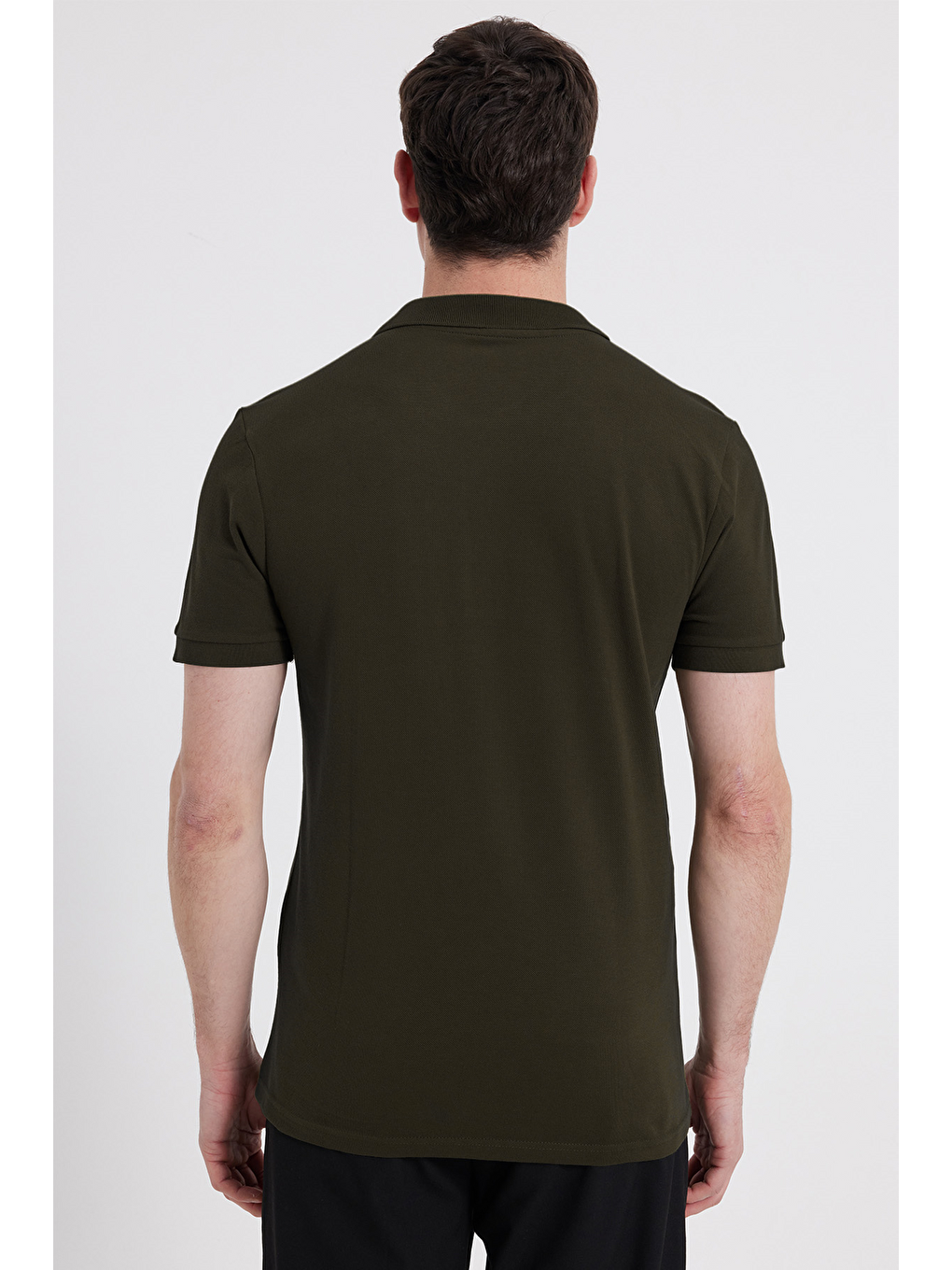 Erkek Slim Fit Dar Kesim %100 Pamuk Haki Polo Yaka Tişört-4