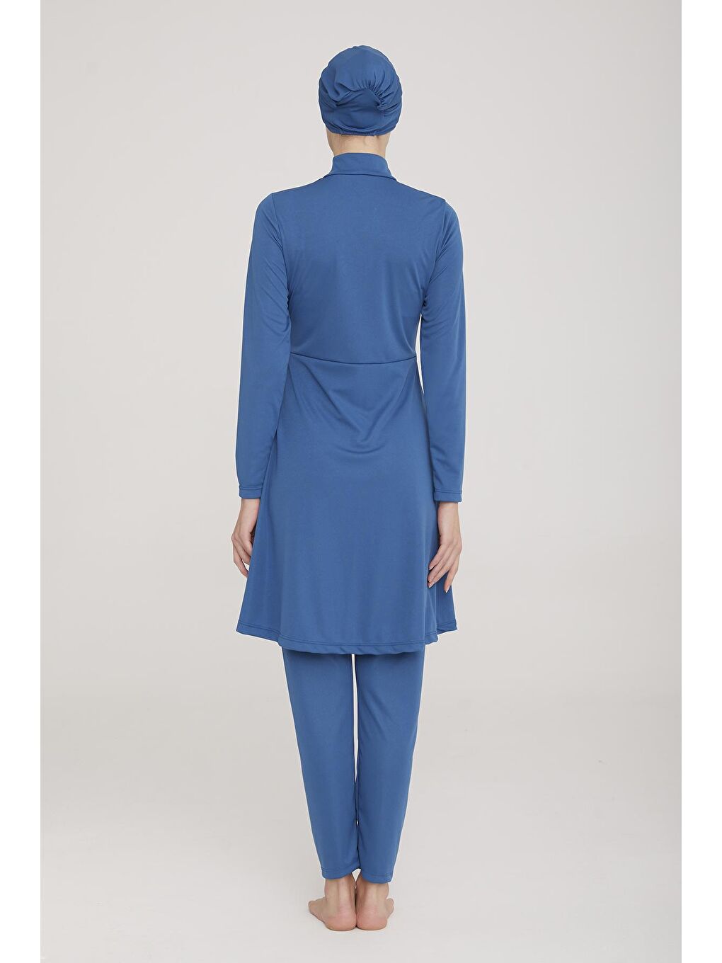 Likralı Tam Kapalı Tesettür Mayo Maysız Düz 9020 Petrol-3