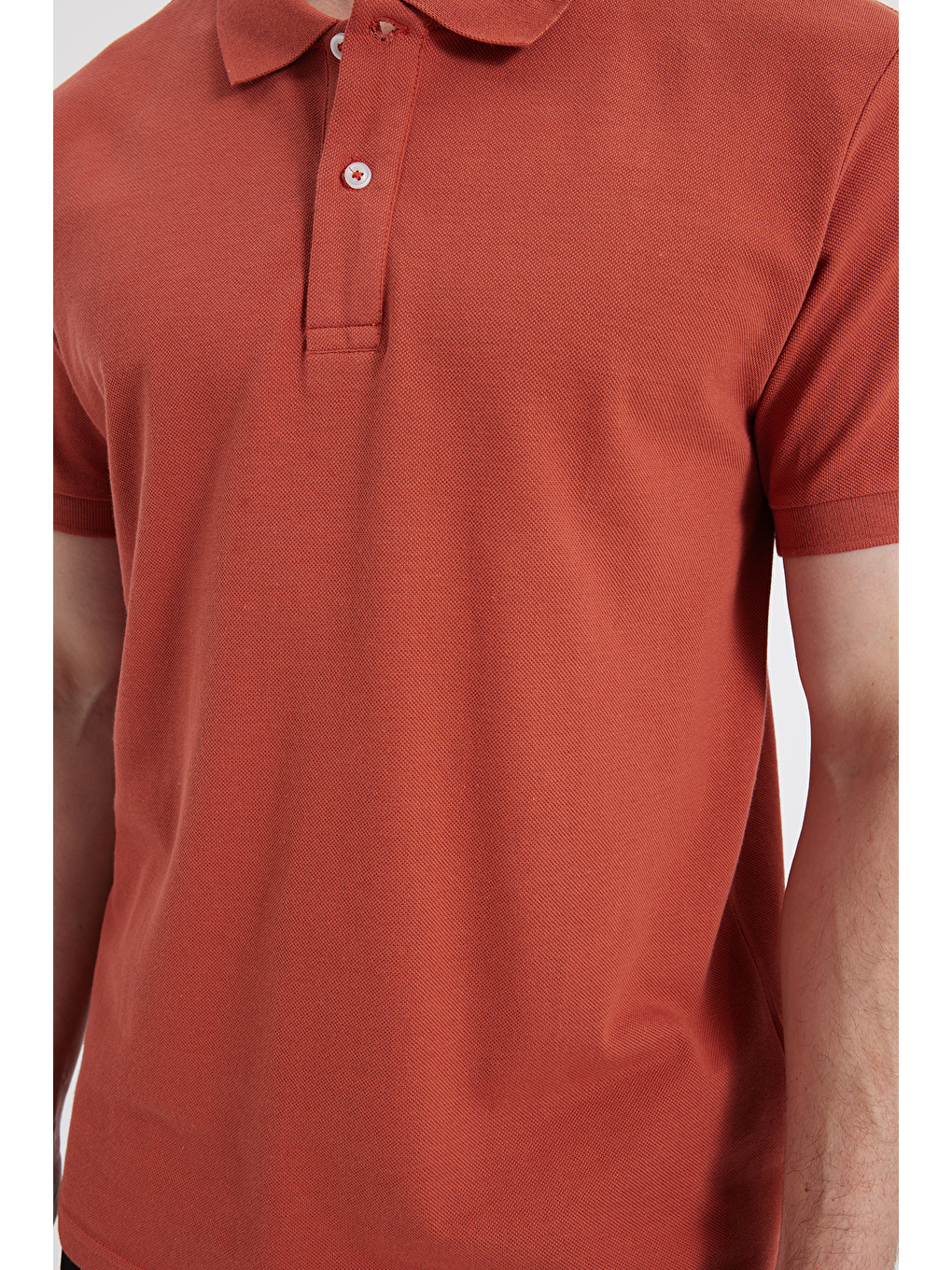 Erkek Slim Fit Dar Kesim %100 Pamuk Turuncu Polo Yaka Tişört-4