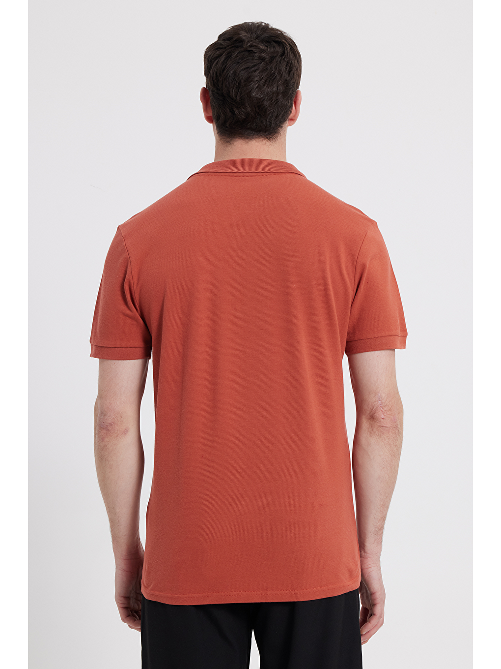 Erkek Slim Fit Dar Kesim %100 Pamuk Turuncu Polo Yaka Tişört-5