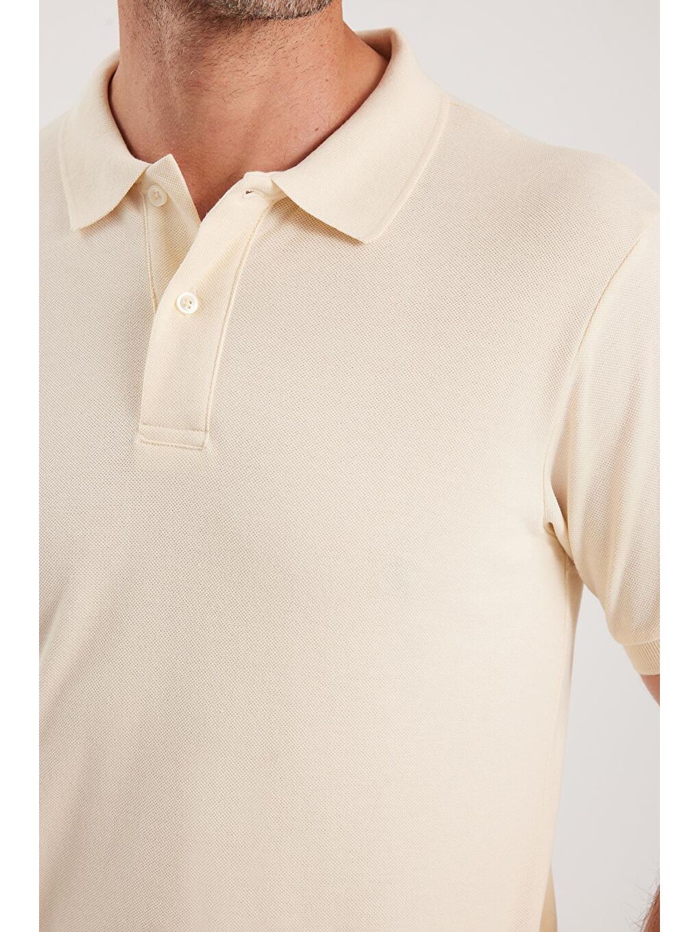 Sarı Erkek Slim Fit Dar Kesim Pamuklu Yumuşak Dokulu Serin Tutan Kumaş Düz Pike Polo Yaka Tişört-2