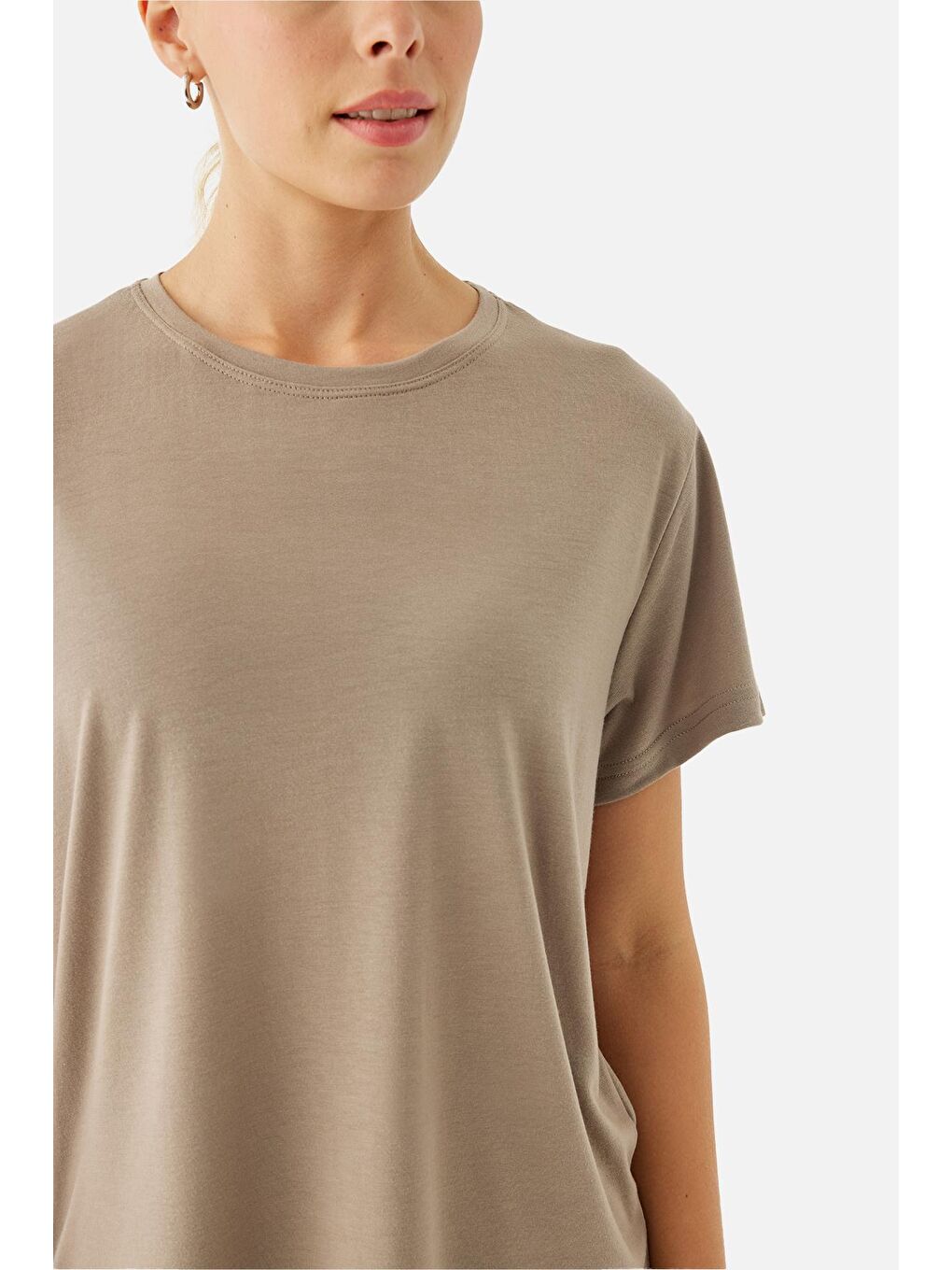 Bej Sophia Light-Weight Taş Rengi Tişört-1