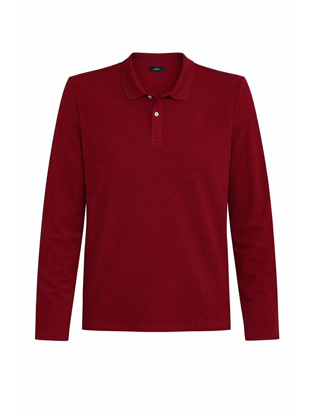 Erkek Standart Fit Rahat Kesim Pamuklu Yumuşak Dokulu Düz Pike Uzun Kollu Bordo Polo Yaka Tişört