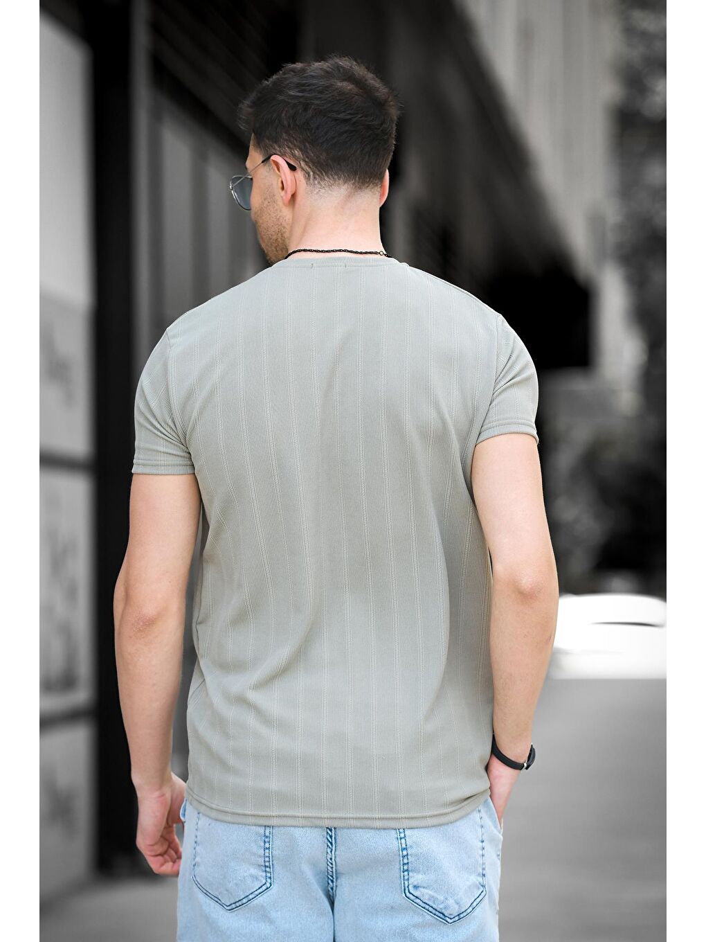 Yeşil Expect Slim Fit Elastanlı Bisiklet Yaka Baskılı Erkek Tshirt-4