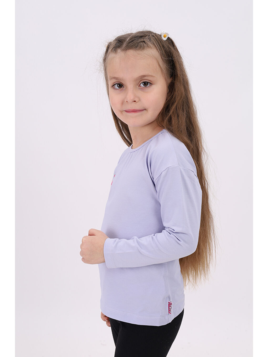 Lila Kız Çocuk Baskılı Tişört-2