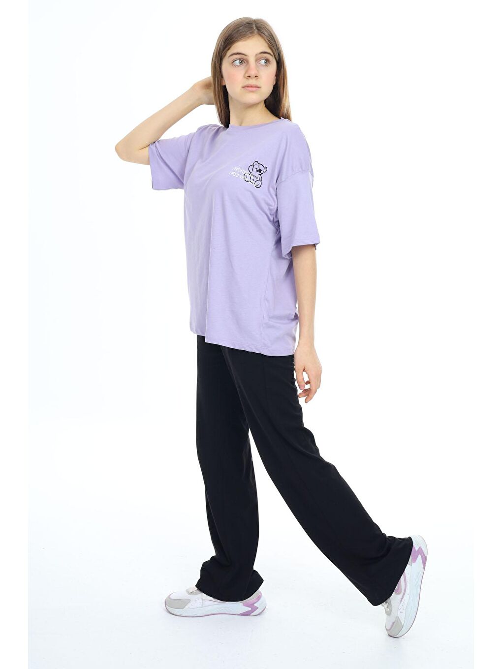 Lila Karakter Baskılı Kız Çocuk Takım 17867-1