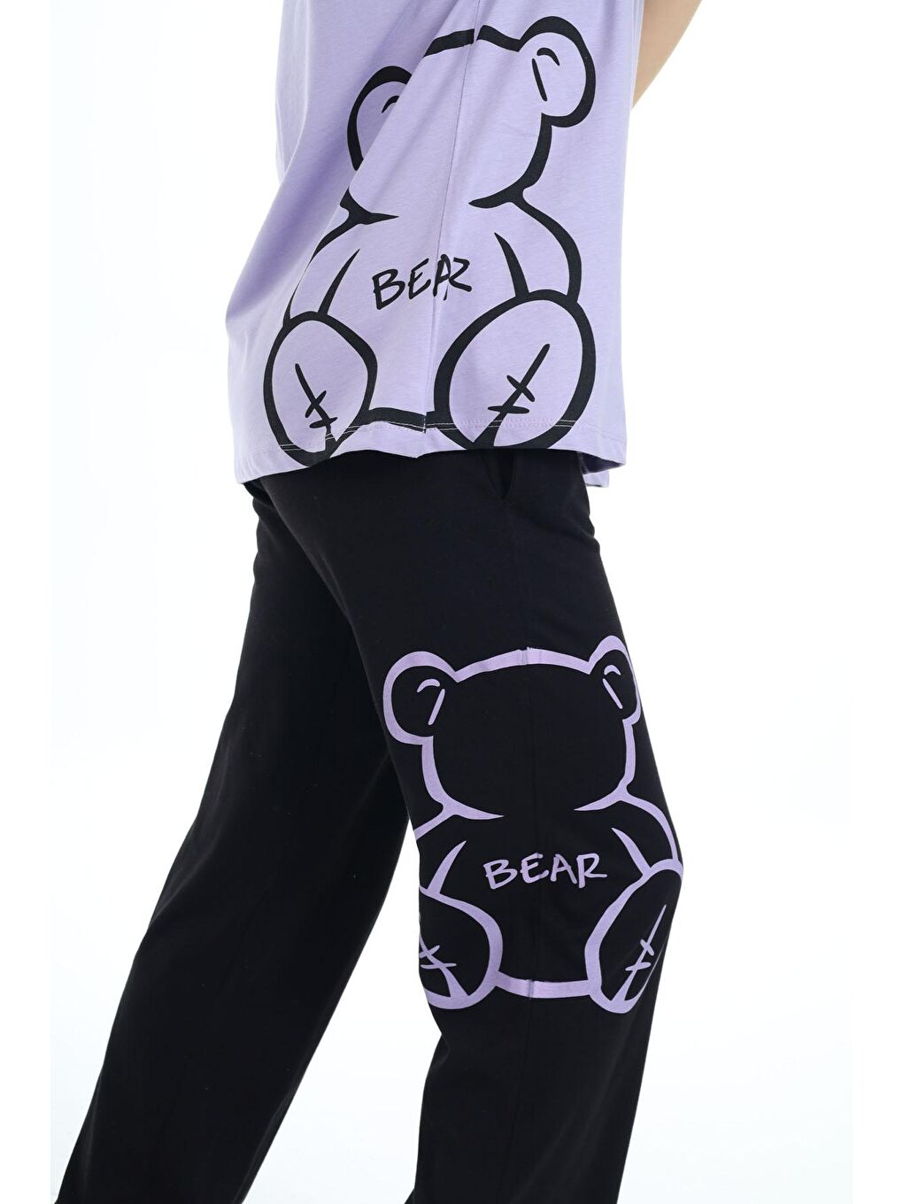 Lila Karakter Baskılı Kız Çocuk Takım 17867-3