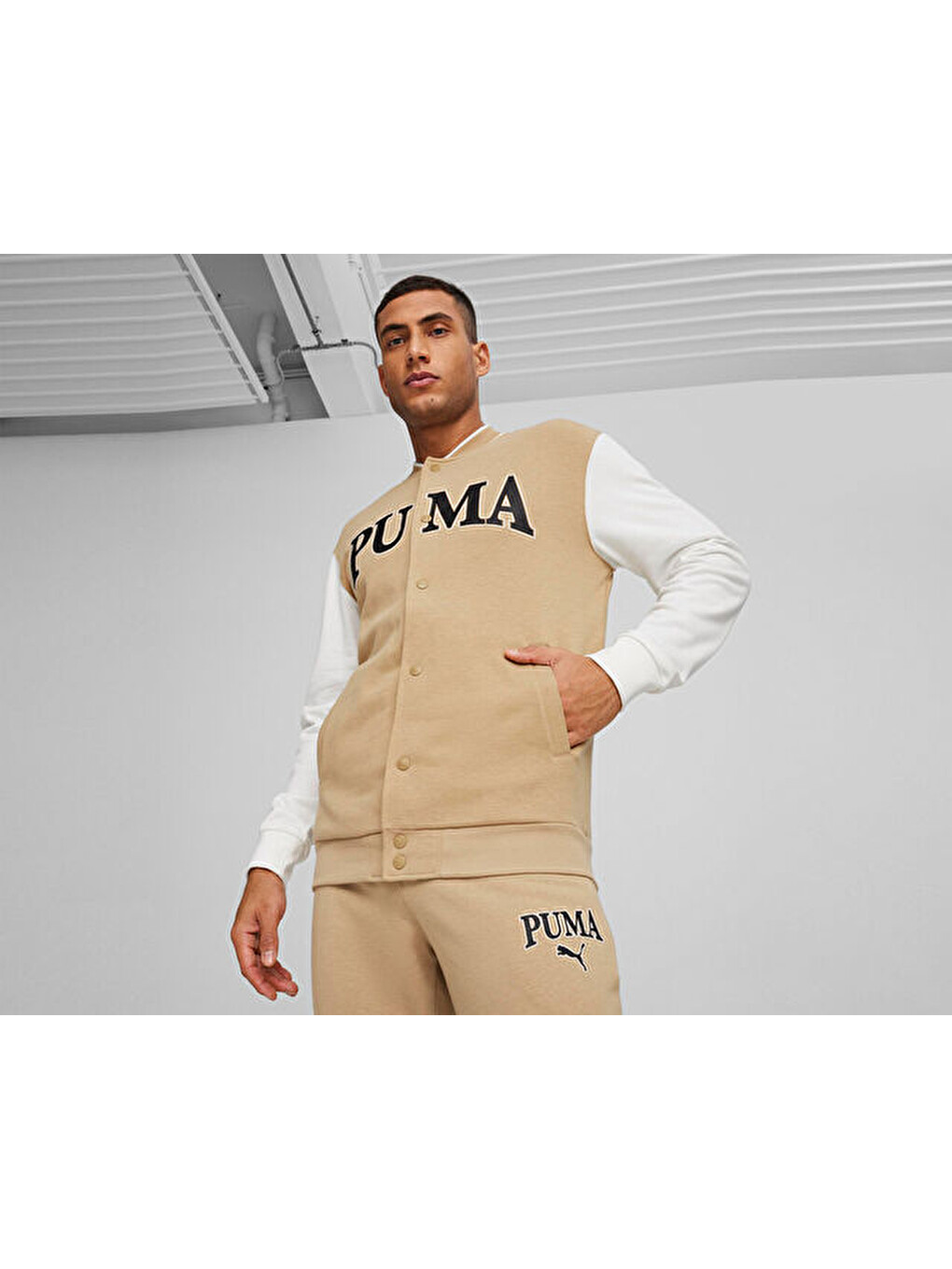 Ekru Puma Squad Track Jacket Erkek Günlük Ceket 67897183 Krem-2