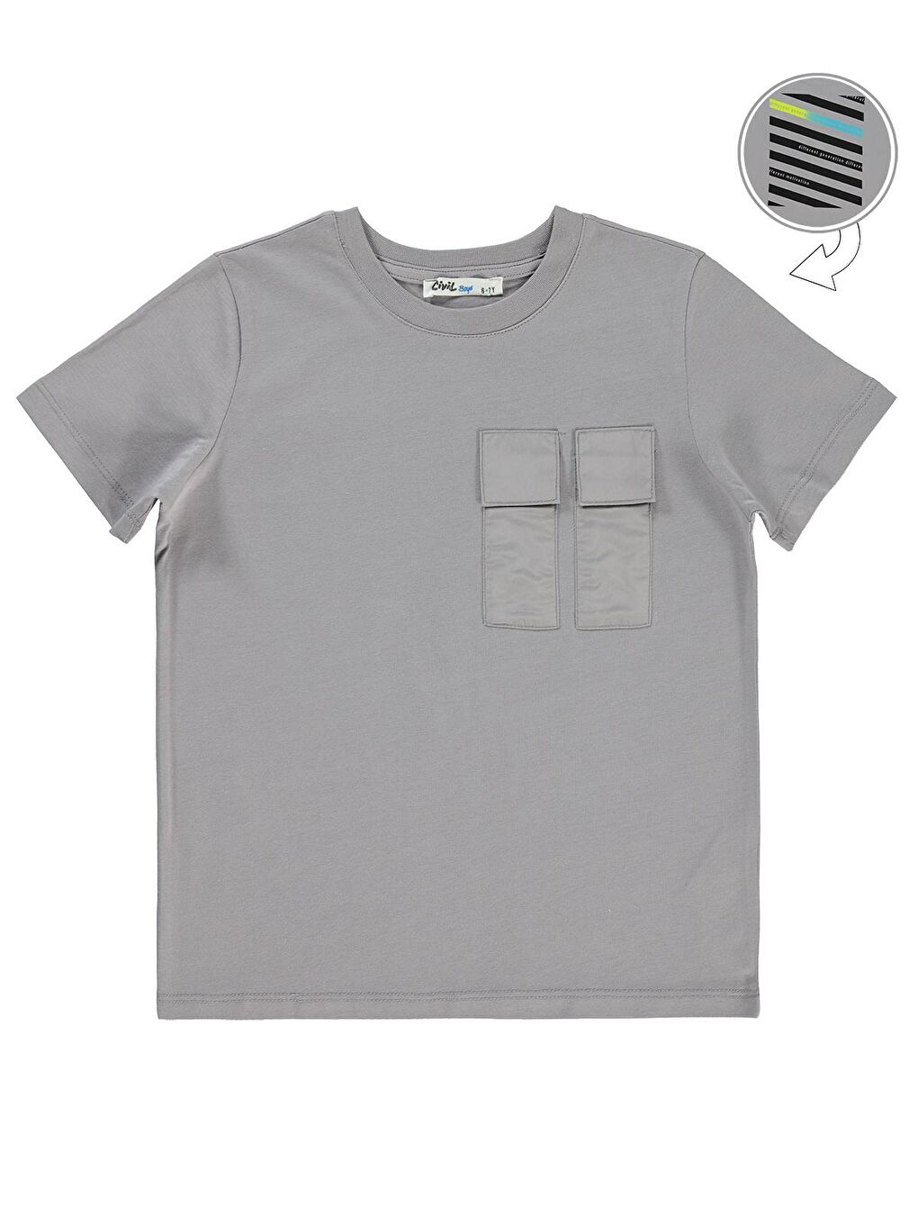 Boys Erkek Çocuk Tişört Yaş 6-9 Yaş Gri