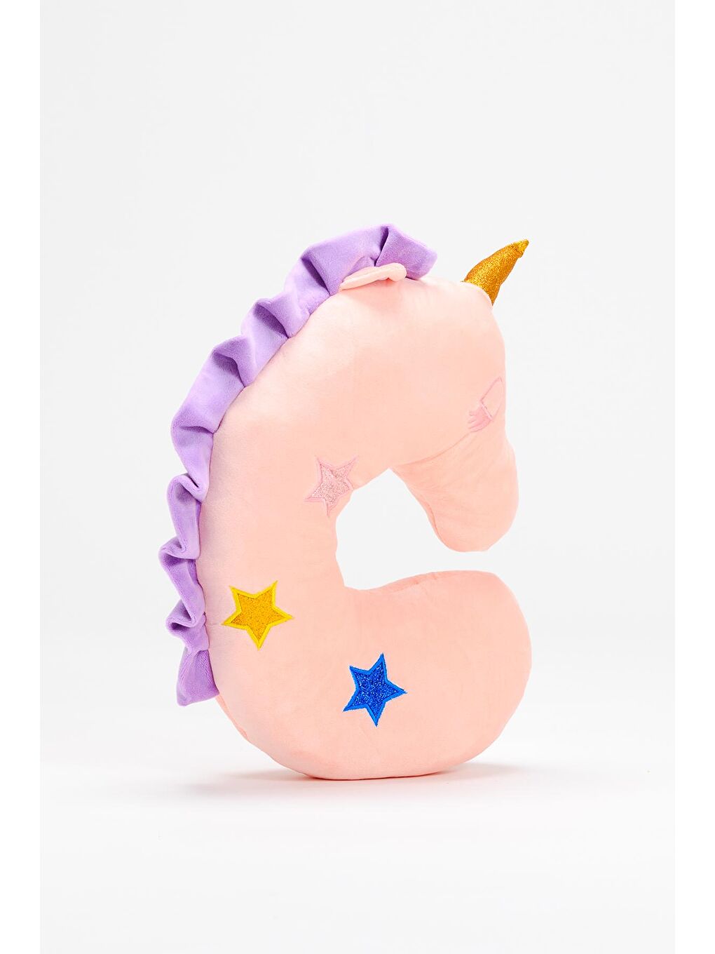 Ecrou Pembe Unicorn Karakterli Simli Nakışlı Eğlenceli Boyun Sırt Yastığı Pembe 31 x 27 x 9 cm - 1