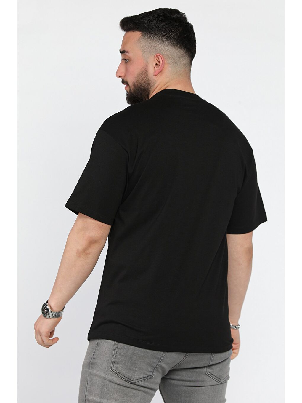 Siyah Erkek Yazı Baskılı  Tişört-2