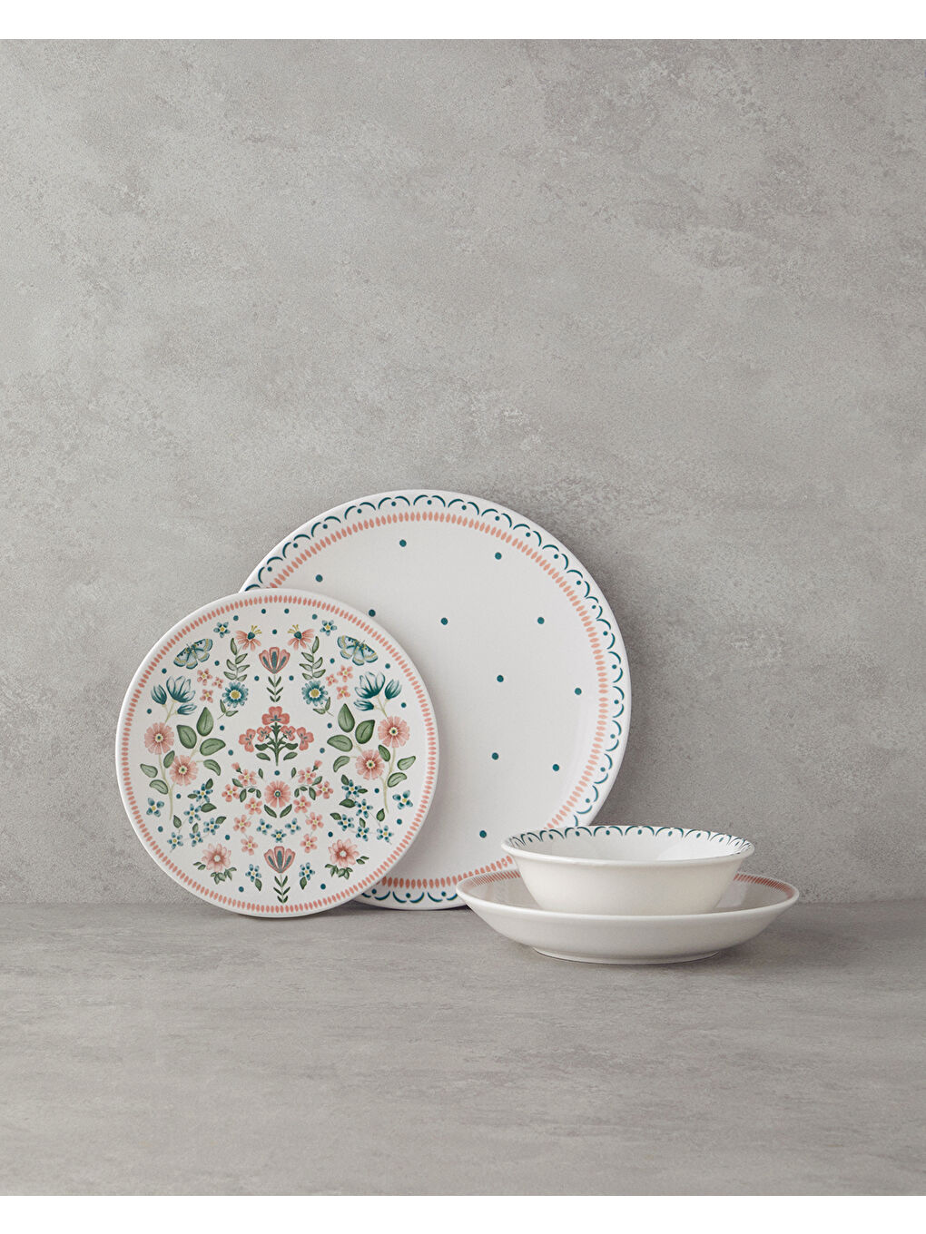 Enola Seramik Yemek Takımı 16 Parça 4 Kişilik Yeşil