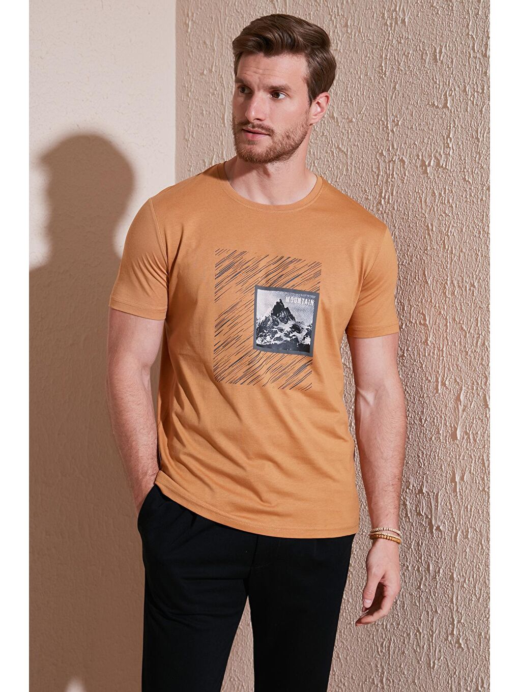 Buratti Hardal Sarı Pamuklu Slim Fit Bisiklet Yaka T Shirt 646R8320 - 1