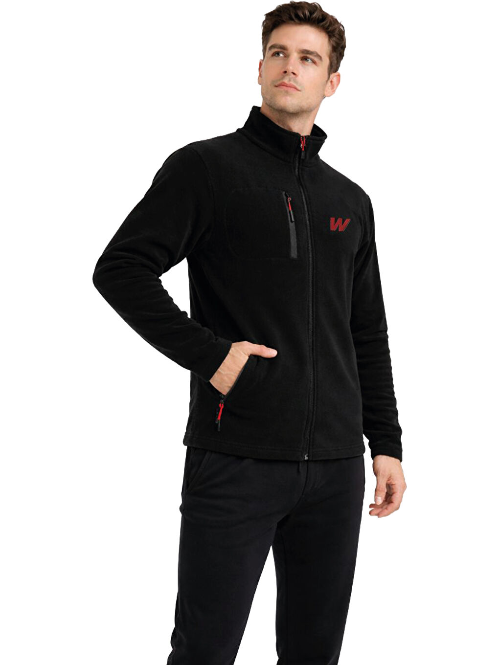 Siyah ERKEK TAM FERMUAR POLAR Fermuarlı Sweatshirt-3