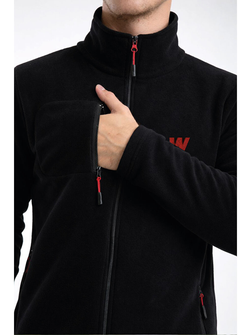 Siyah ERKEK TAM FERMUAR POLAR Fermuarlı Sweatshirt-5