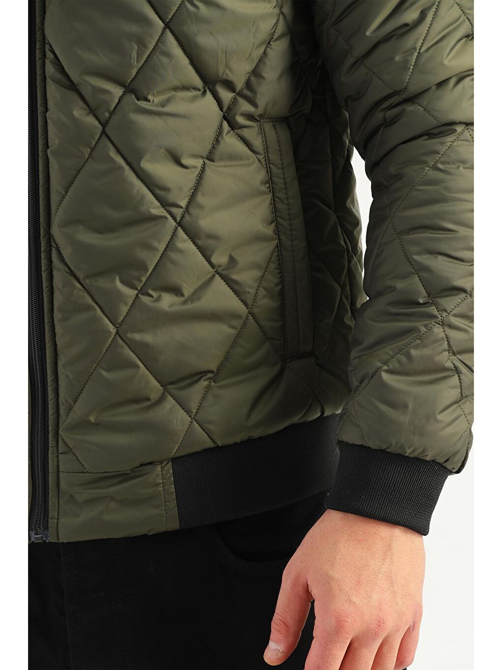 Haki Erkek Kolej Yaka Su ve Rüzgara Dayanıklı Mont DM-77-4