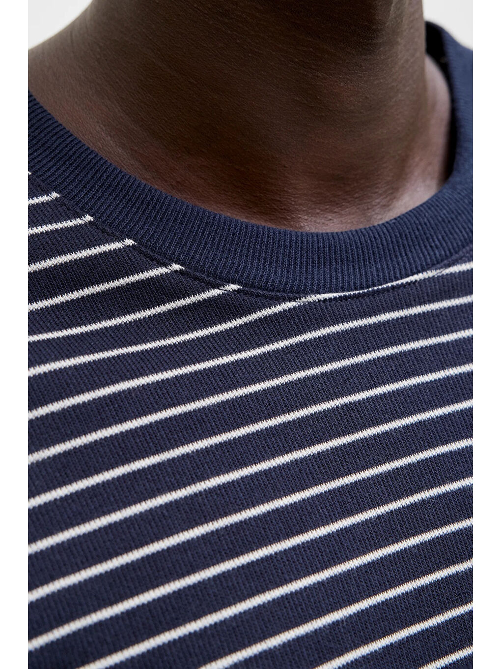 Lacivert Essentials Jjedover Pamuklu Relaxed Fit Çizgili T Shirt 12288015-4