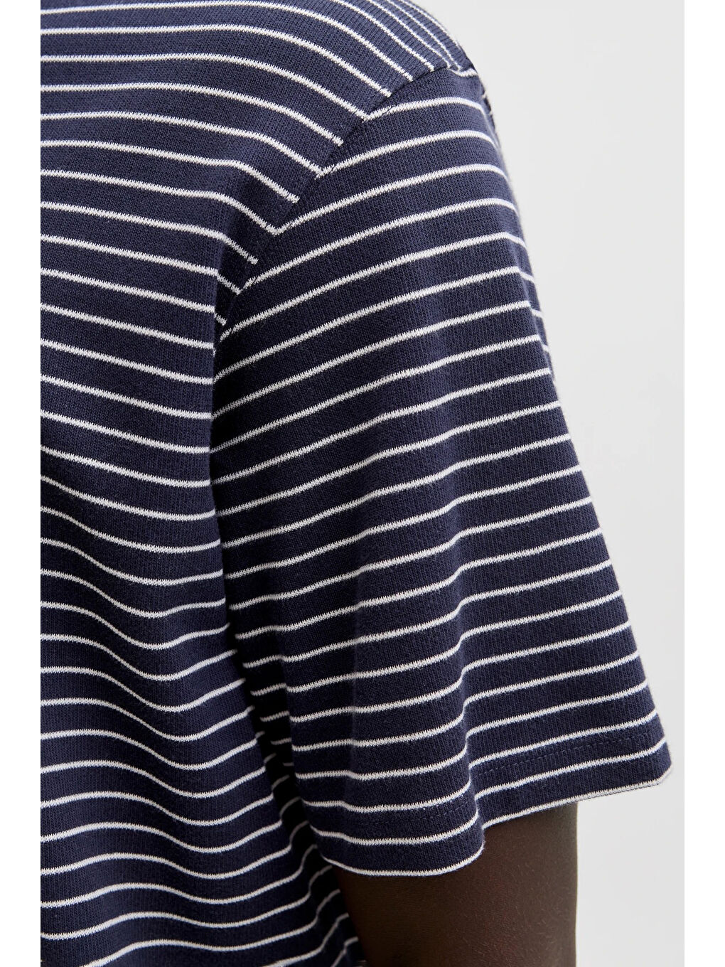 Lacivert Essentials Jjedover Pamuklu Relaxed Fit Çizgili T Shirt 12288015-5