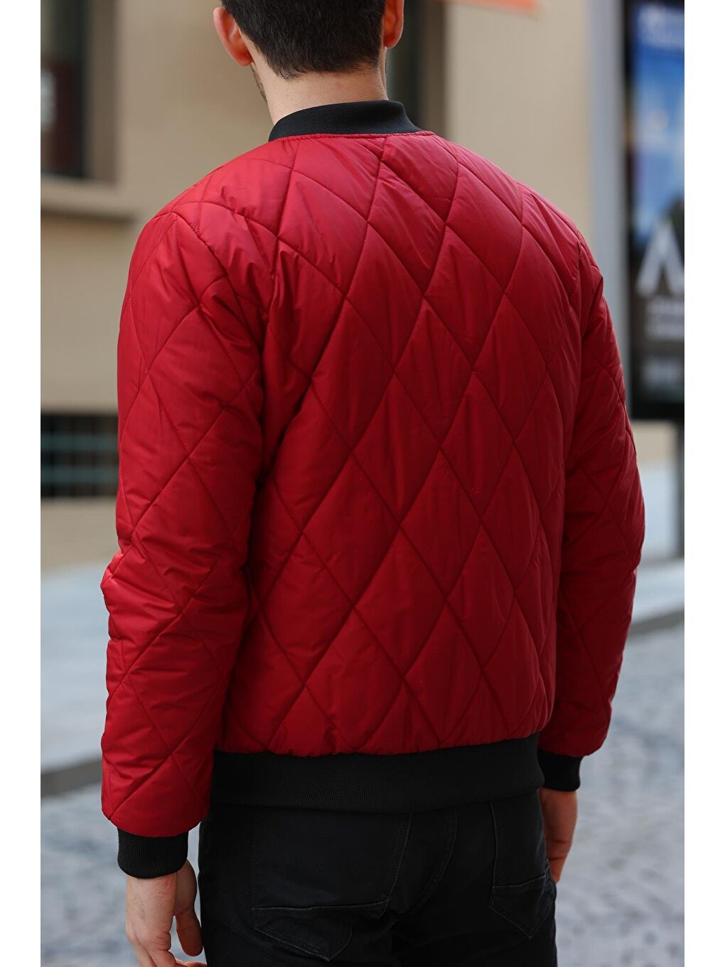 Kırmızı Erkek Kolej Yaka Su ve Rüzgara Dayanıklı Mont DM-77-2