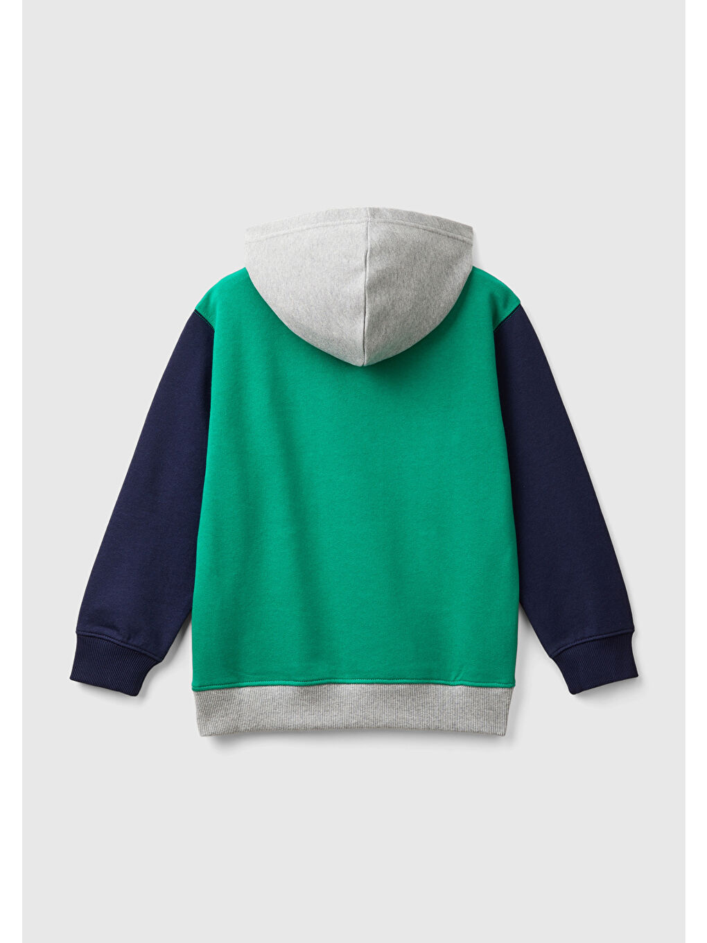 United Colors Of Benetton Yeşil Erkek Çocuk Yeşil Mix Önü Logo Baskılı Ribanalı Kapüşonlu Sweatshirt - 1