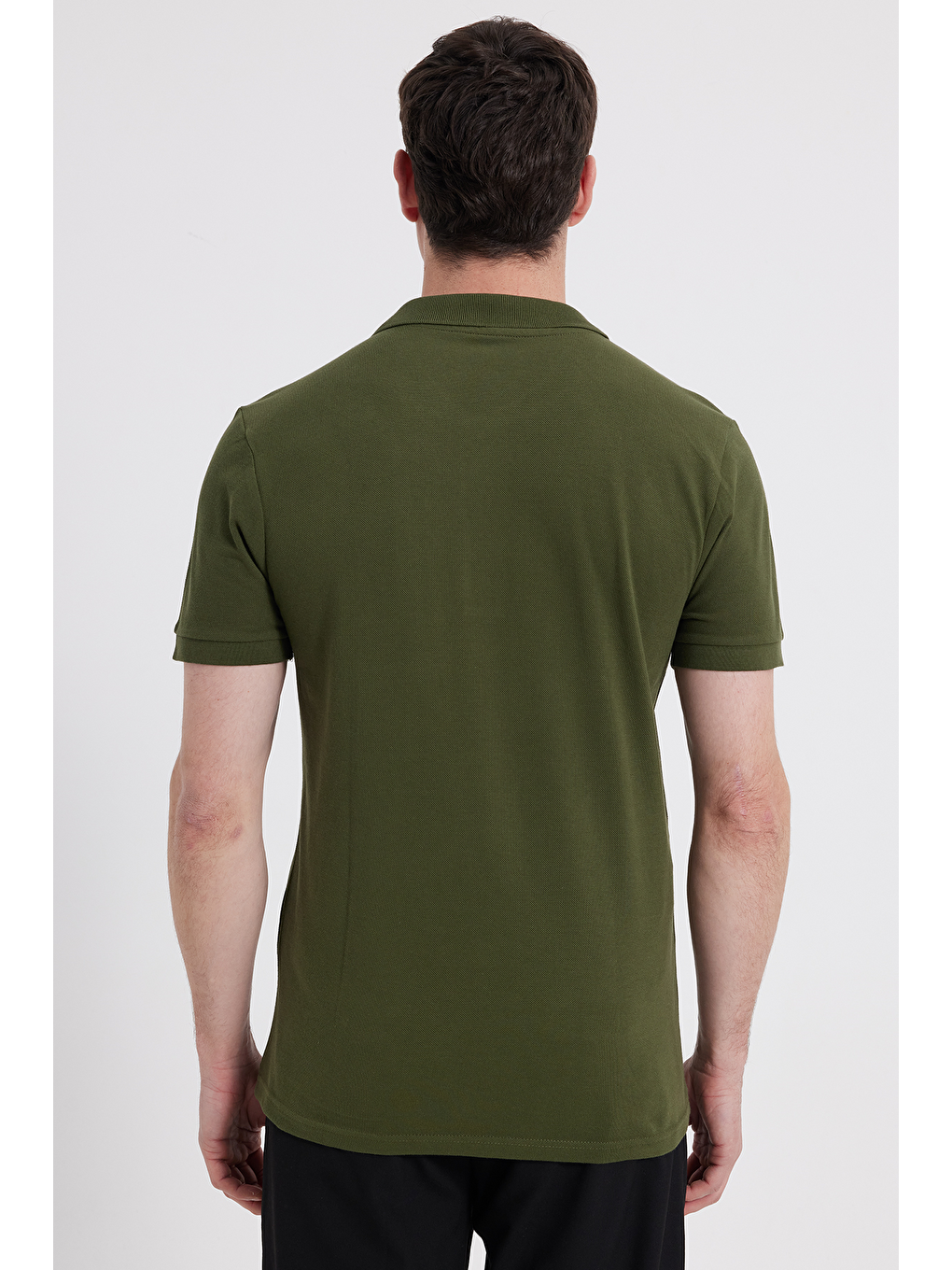 Erkek Slim Fit Dar Kesim %100 Pamuk Haki Polo Yaka Tişört-5
