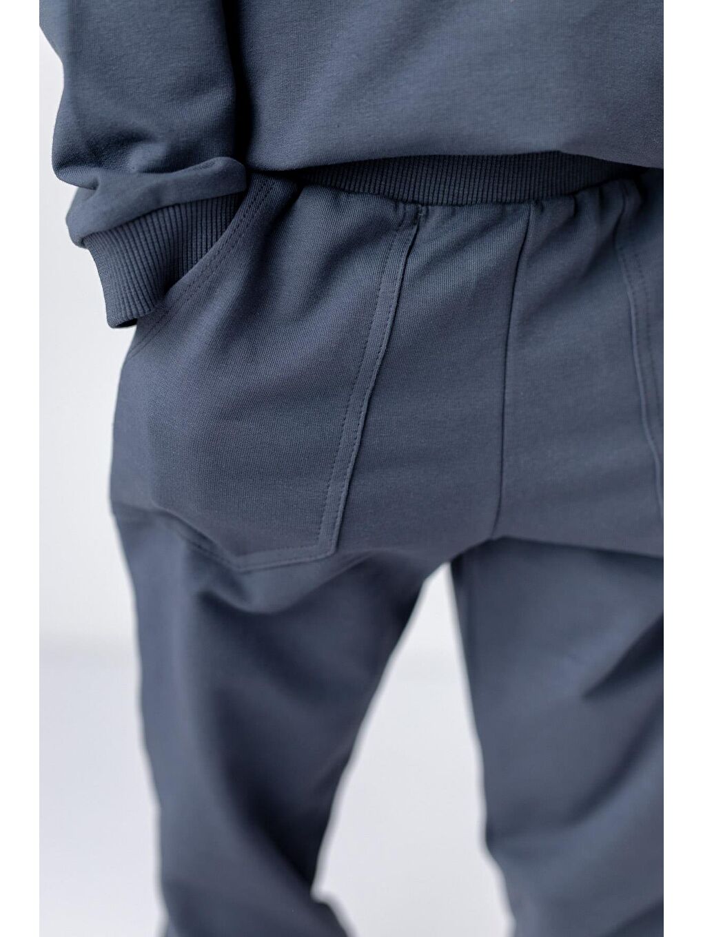 Antrasit Unisex Çocuk Lastikli Düz Jogger Eşofman Altı-1