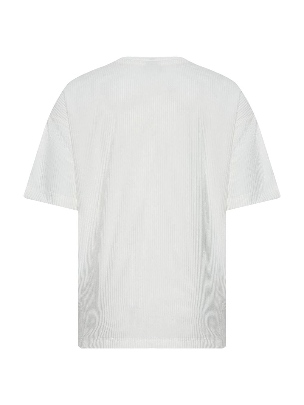 Beyaz Freedom Nakışlı Fitilli Oversize Tişört 2YXE2-45986-01-2