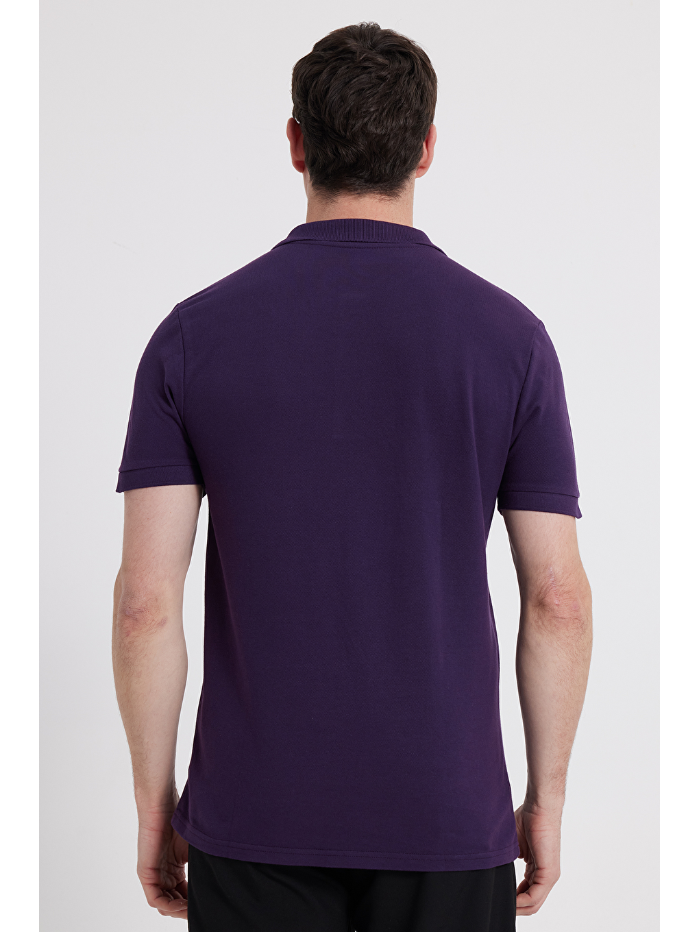 Erkek Slim Fit Dar Kesim %100 Pamuk Mor Polo Yaka Tişört-5