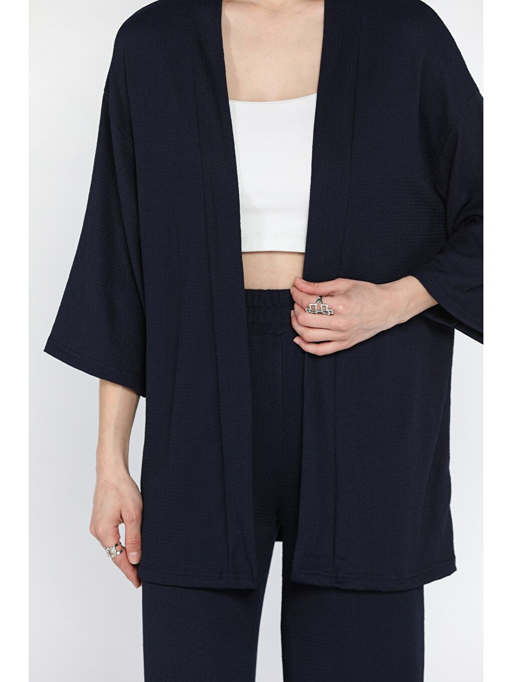 Lacivert Kadın Kimono Pantolon İkili Takım-3