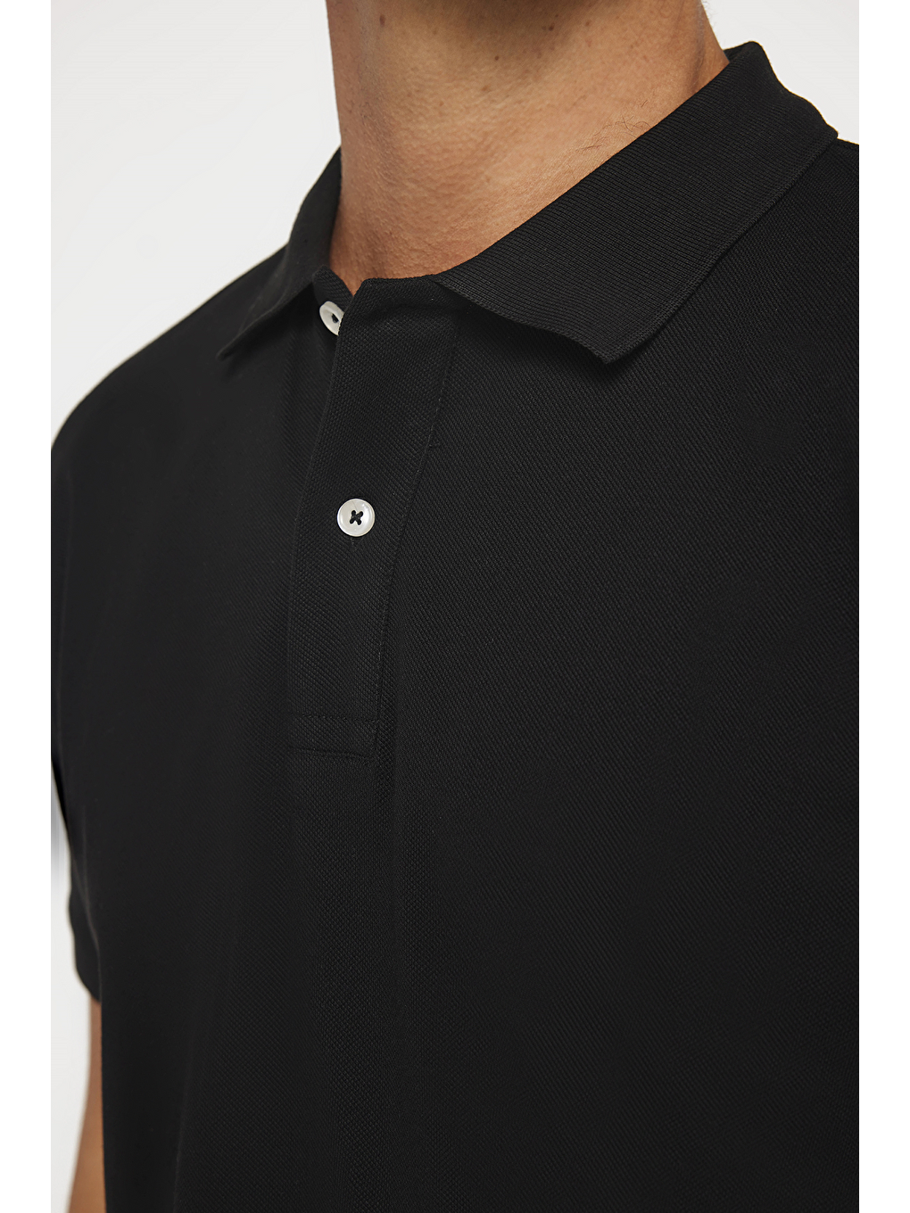 Erkek Regular Fit Klasik Kesim %100 Pamuk Düz Pike Siyah Polo Yaka Tişört-2