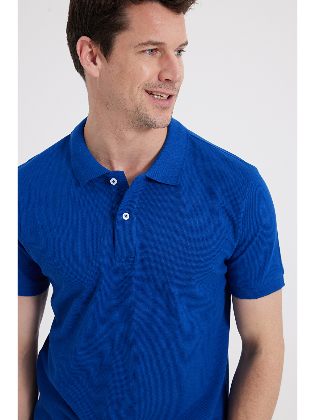 Erkek Slim Fit Dar Kesim %100 Pamuk Lacivert Polo Yaka Tişört-1