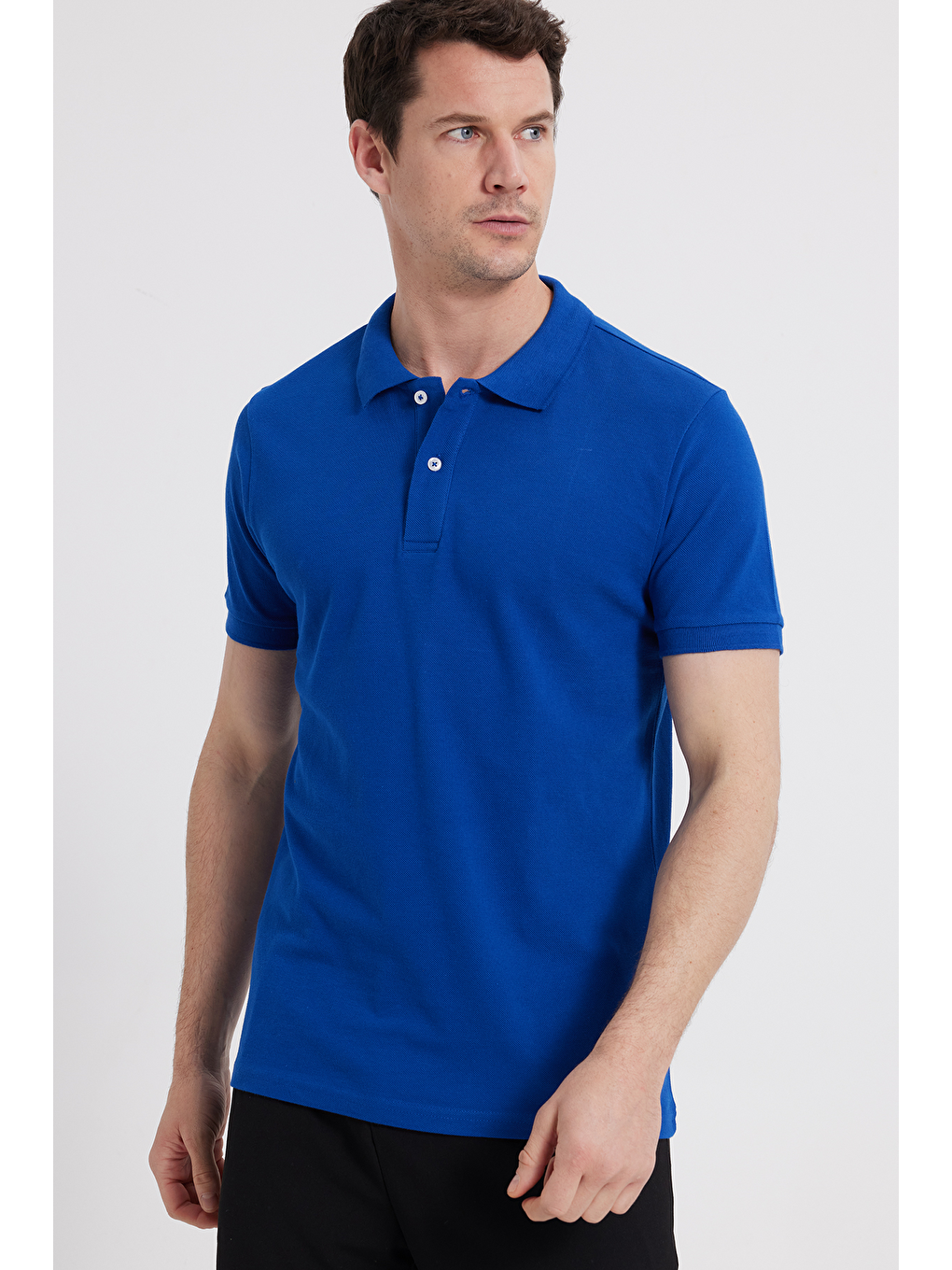 Erkek Slim Fit Dar Kesim %100 Pamuk Lacivert Polo Yaka Tişört-5