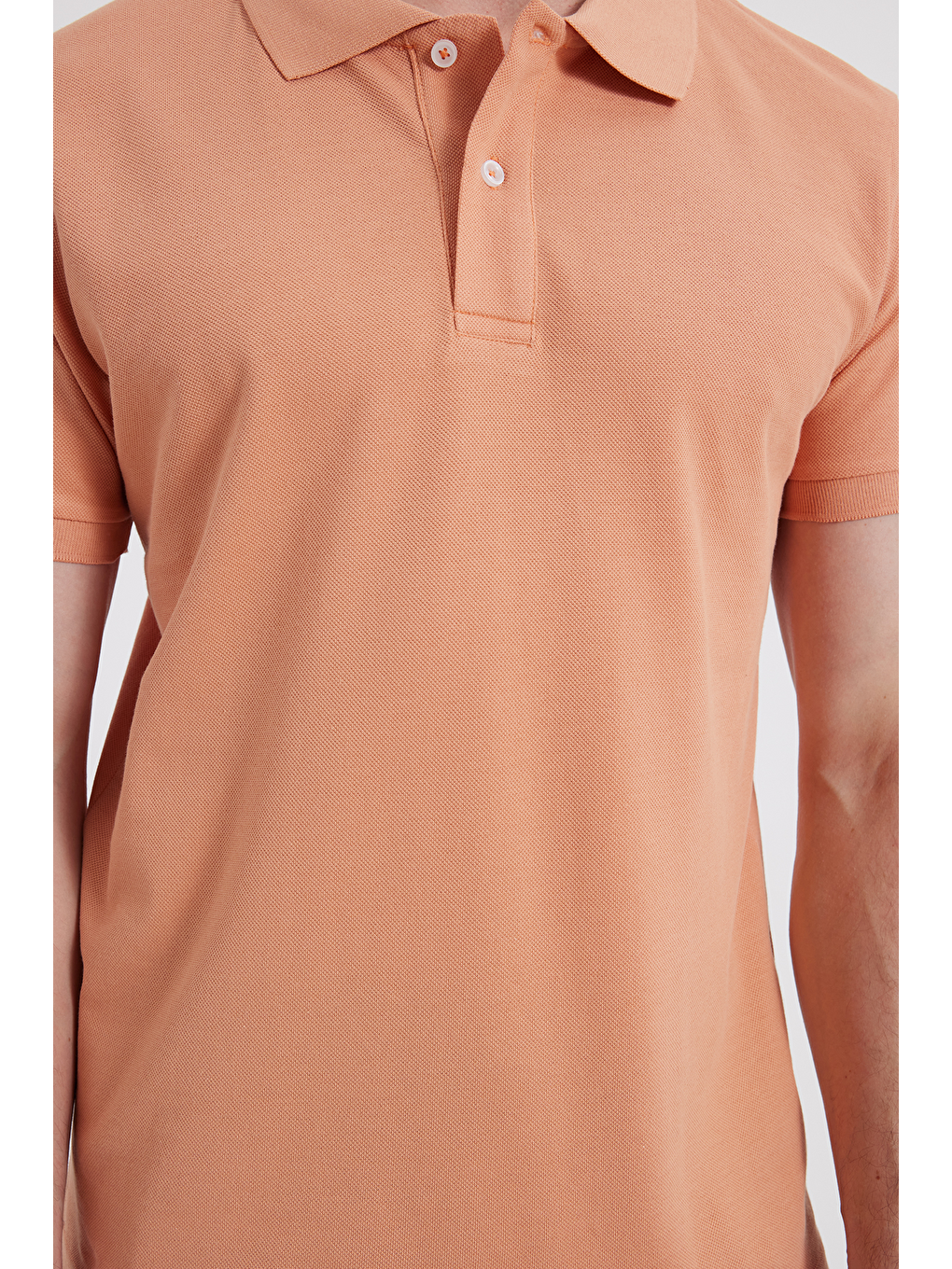Erkek Slim Fit Dar Kesim %100 Pamuk Turuncu Polo Yaka Tişört-3